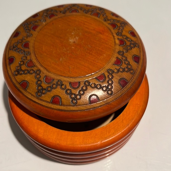 Antique Round Wooden Box - Picture 1 of 5